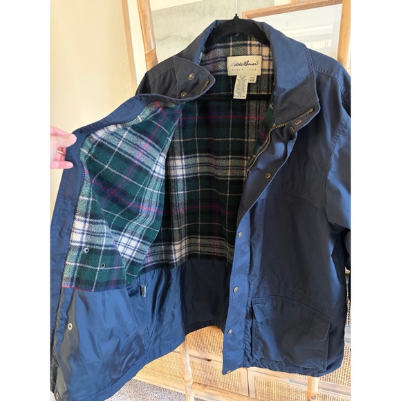 VTG Eddie Bauer Mountain Parka Jacket Men's Medium Blue Wool Lined 90s Coat - Picture 5 of 7